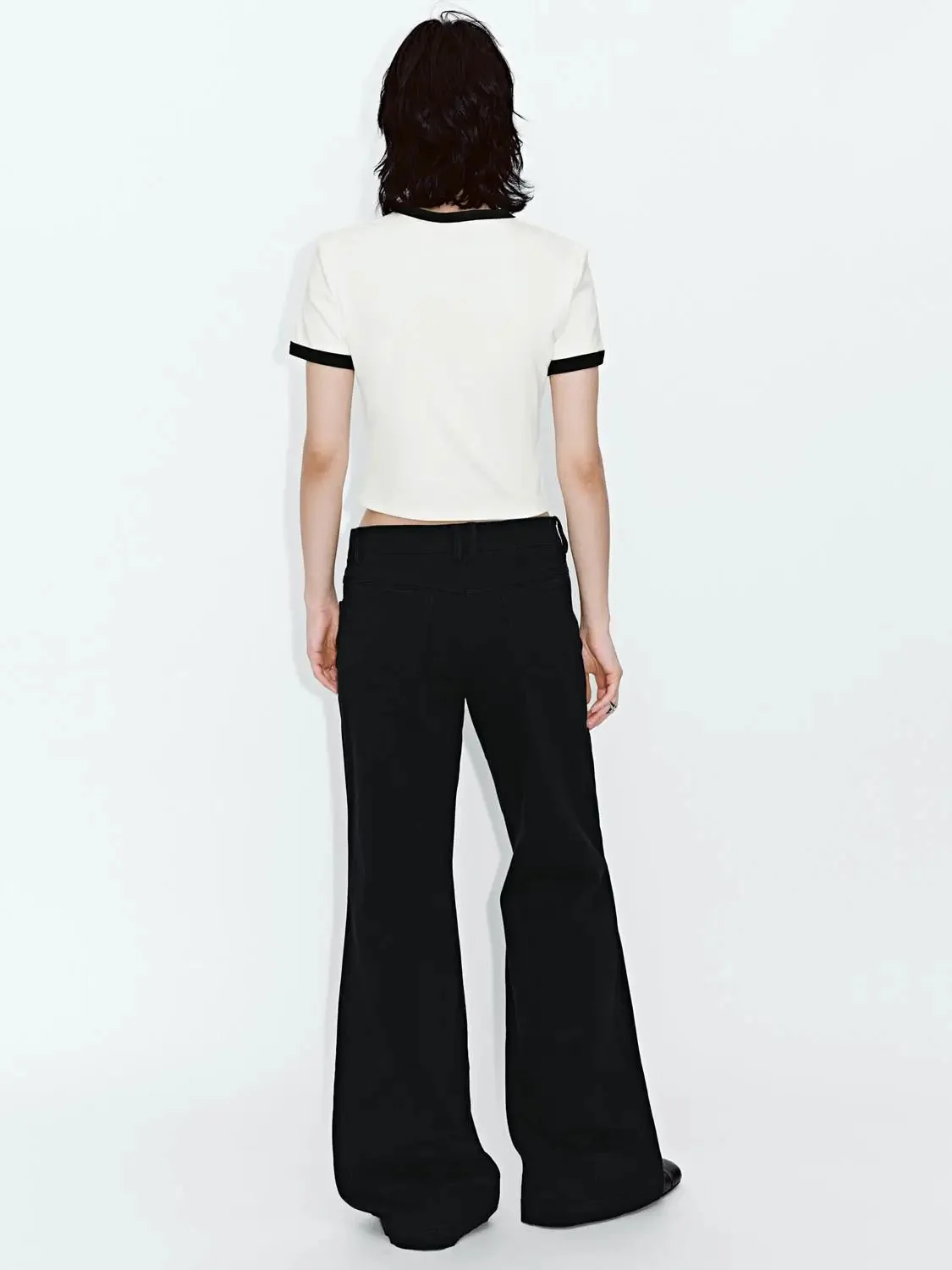 19101-cotton-blend-wide-leg-flare-black-casual-pants-4.webp Cotton Blend Wide Leg Flare Black Casual Pants