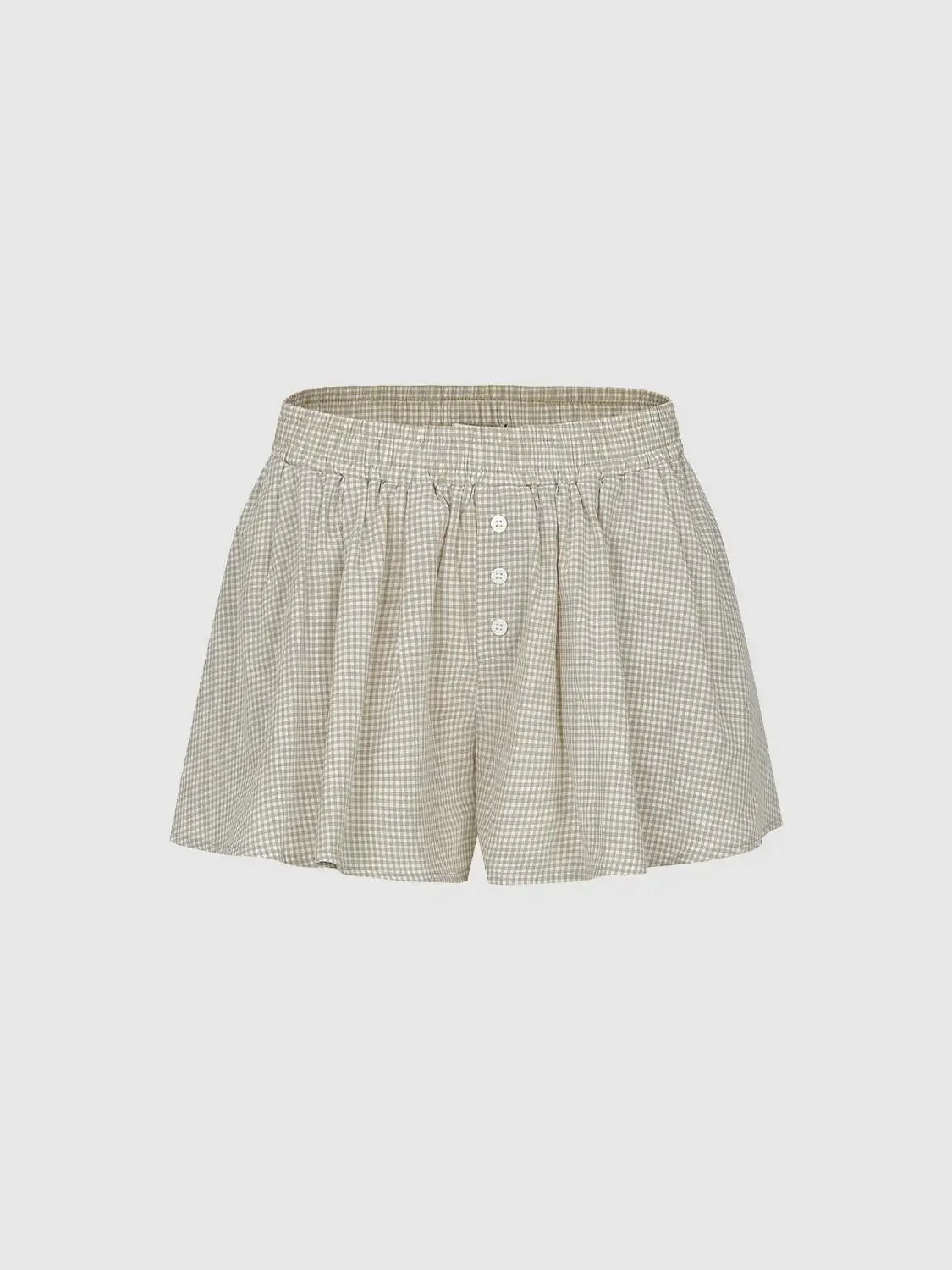 19108-cotton-linen-gingham-button-detail-shorts-4.webp Cotton Linen Gingham Button Detail Shorts