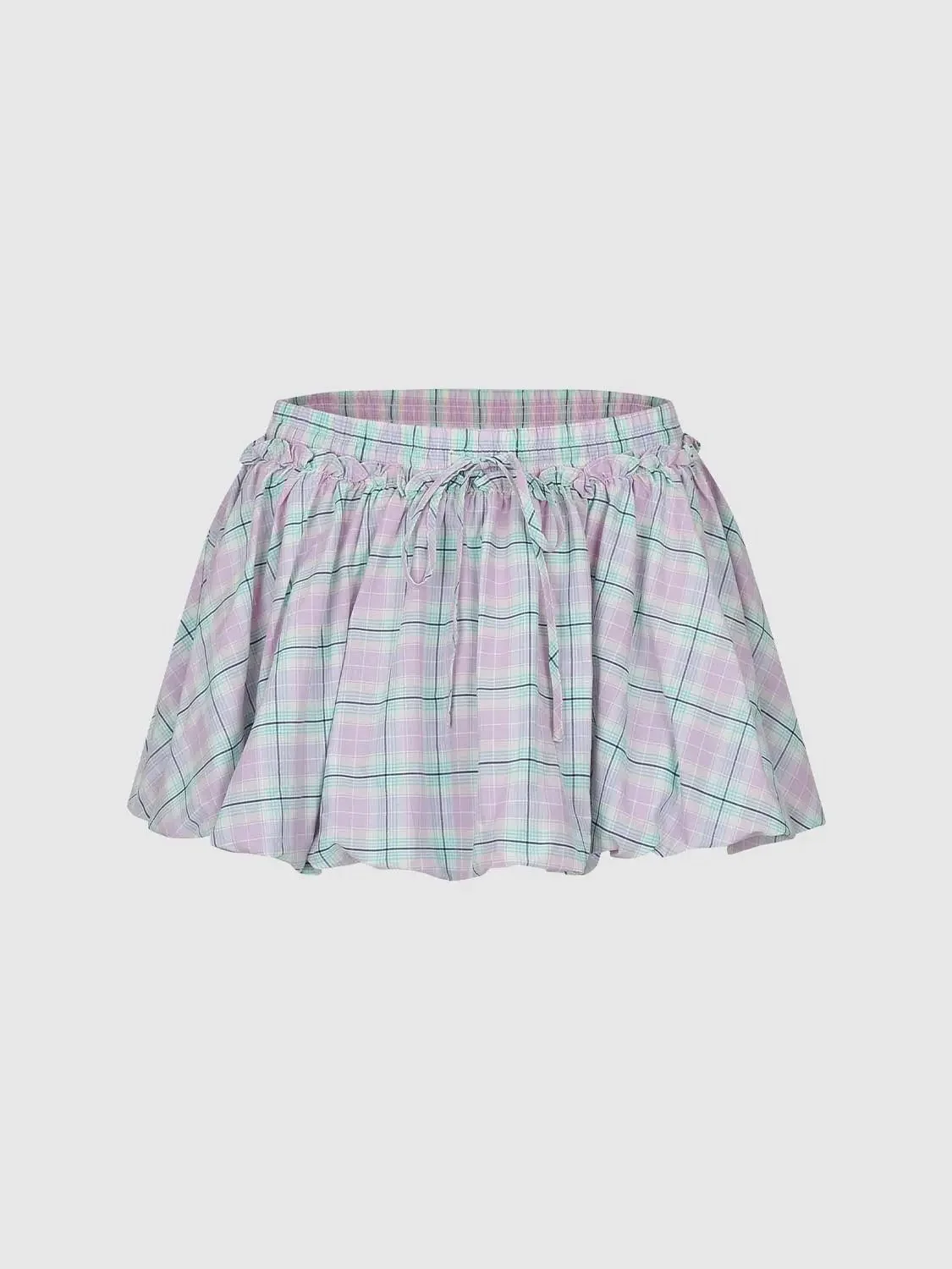19148-cotton-drawstring-checkered-a-line-mini-skirt-2.webp Cotton Drawstring Checkered A Line Mini Skirt