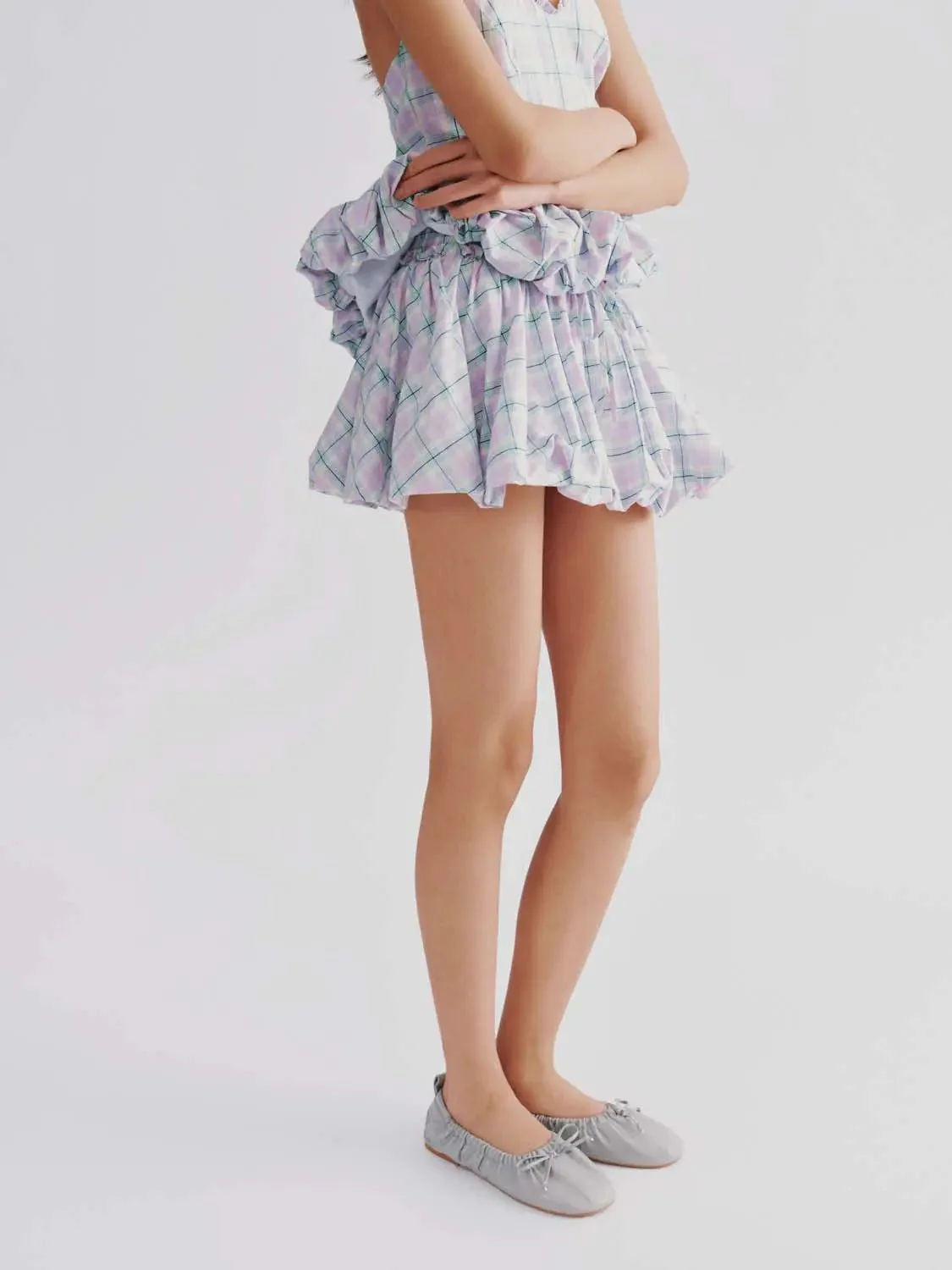 19148-cotton-drawstring-checkered-a-line-mini-skirt-3.webp Cotton Drawstring Checkered A Line Mini Skirt