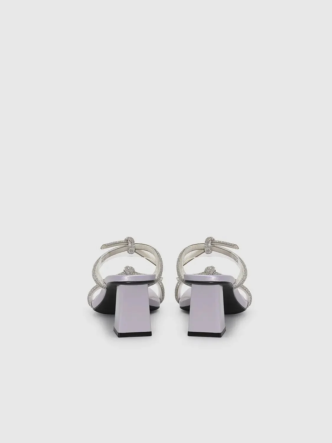 Crystal-Embellished Square-Toe Straps Heeled Slippers