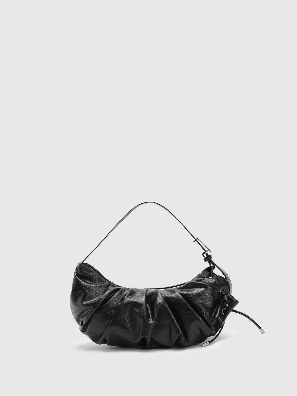 19259-ruched-crescent-synthetic-textured-black-shoulder-bag-3.webp Ruched Crescent Synthetic Textured Black Shoulder Bag