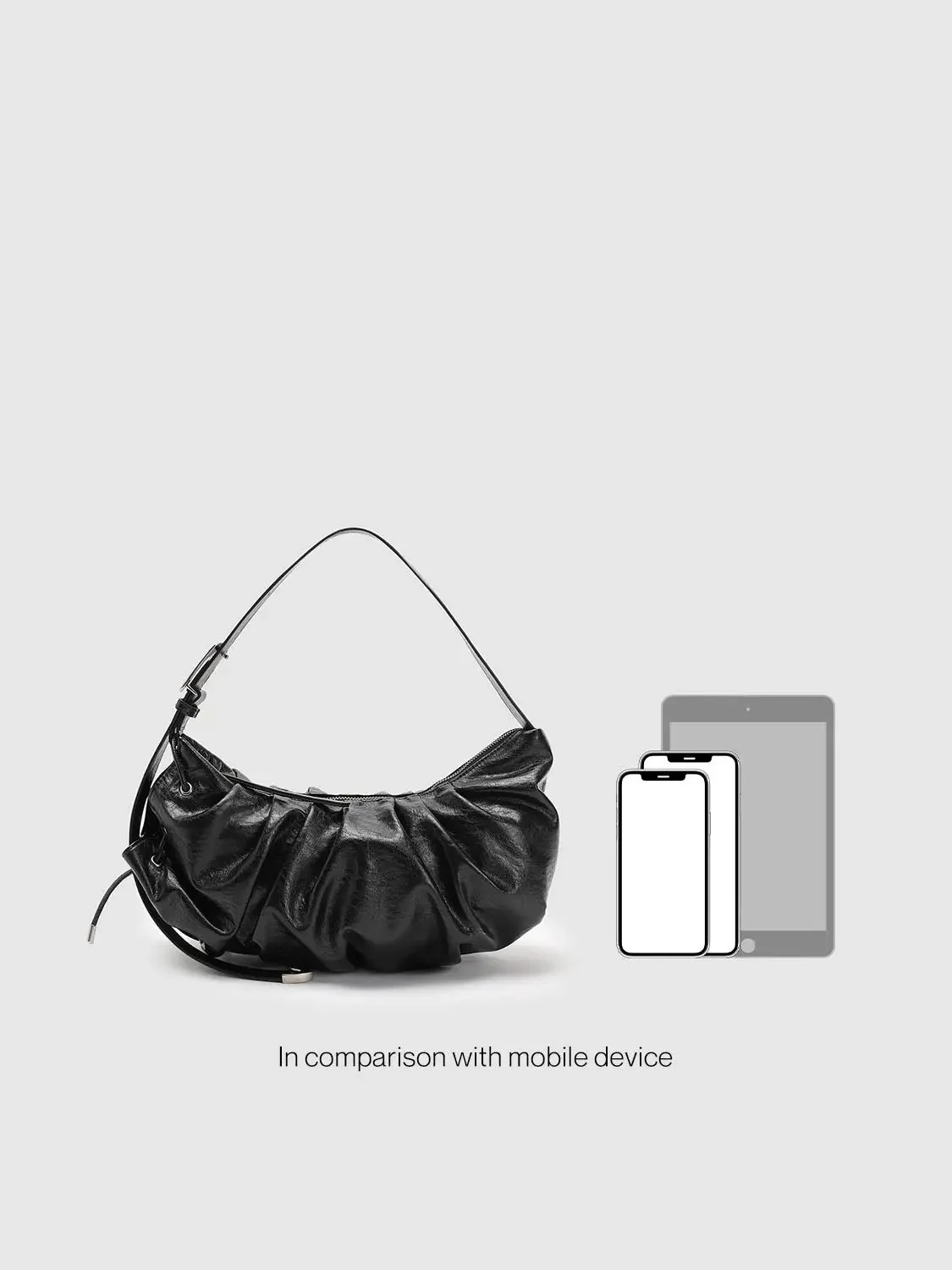 19259-ruched-crescent-synthetic-textured-black-shoulder-bag-7.webp Ruched Crescent Synthetic Textured Black Shoulder Bag