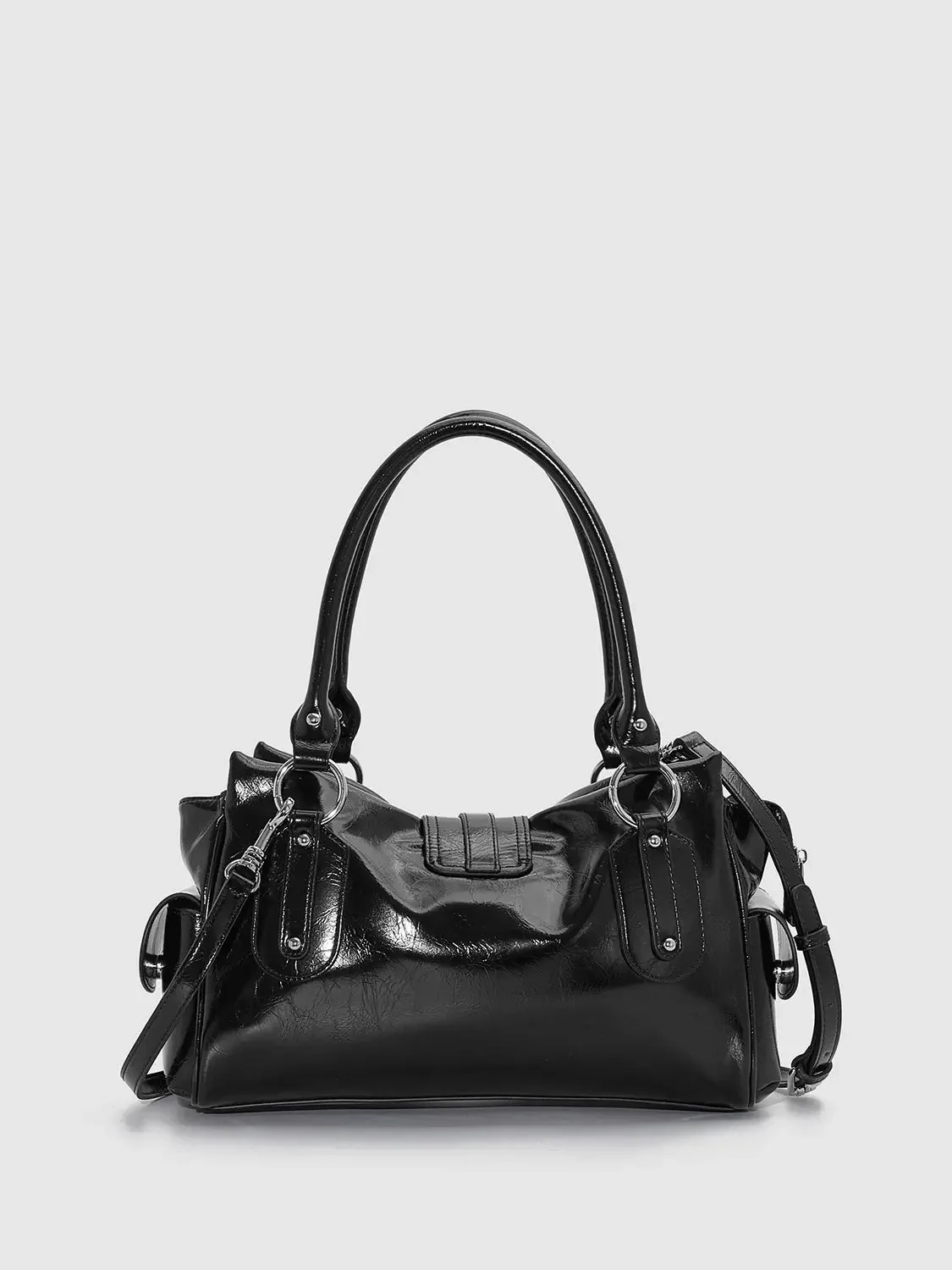 19267-gleaming-patent-finish-black-shoulder-bag-2.webp Gleaming Patent Finish Black Shoulder Bag
