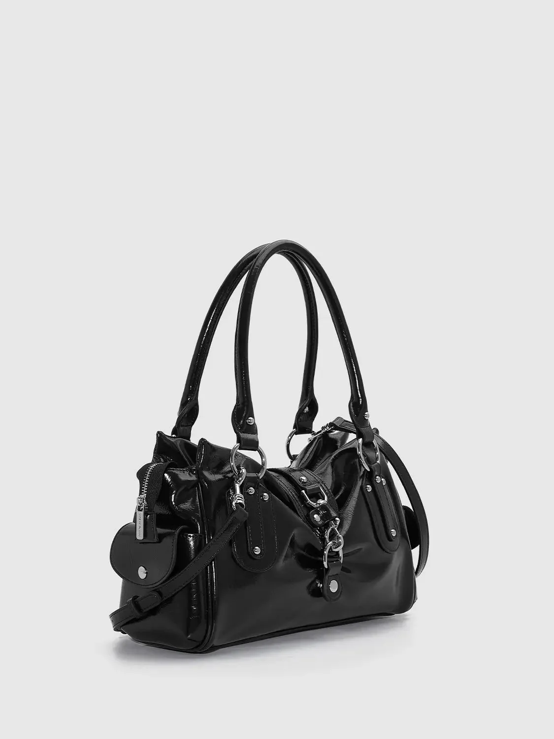 19267-gleaming-patent-finish-black-shoulder-bag-3.webp Gleaming Patent Finish Black Shoulder Bag