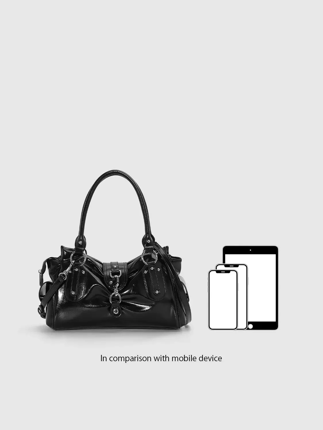 19267-gleaming-patent-finish-black-shoulder-bag-7.webp Gleaming Patent Finish Black Shoulder Bag