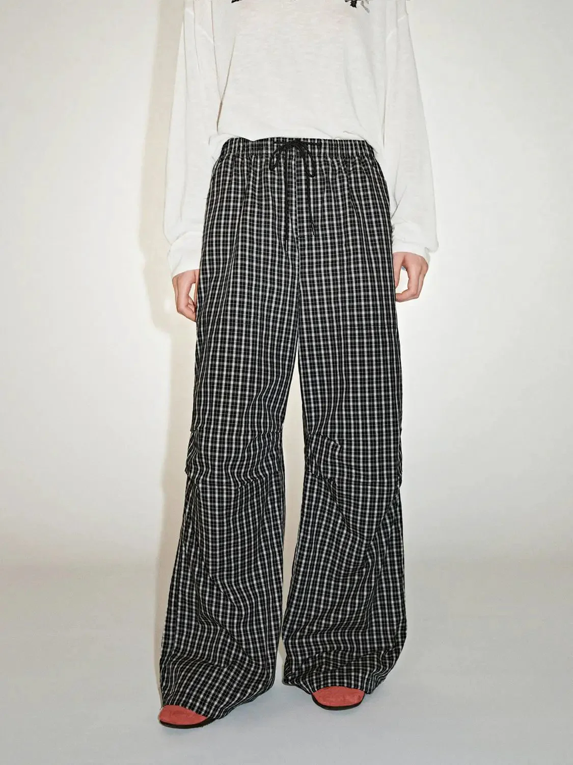 19268-cotton-contrast-check-drawstring-wide-leg-pants-9.webp Cotton Contrast Check Drawstring Wide Leg Pants