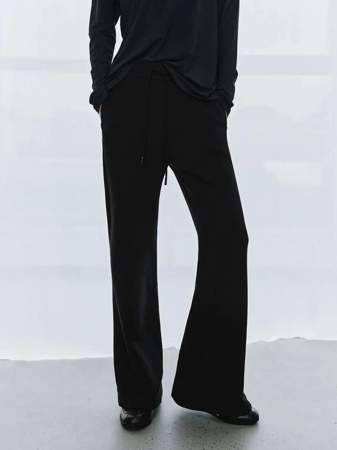 19400-casual-modal-blend-drawstring-flare-leg-pants-1.webp Casual Modal Blend Drawstring Flare Leg Pants