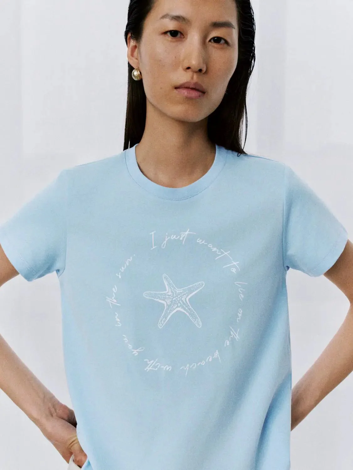 19459-starfish-print-crew-neck-cotton-t-shirts-3.webp Starfish Print Crew Neck Cotton T Shirts