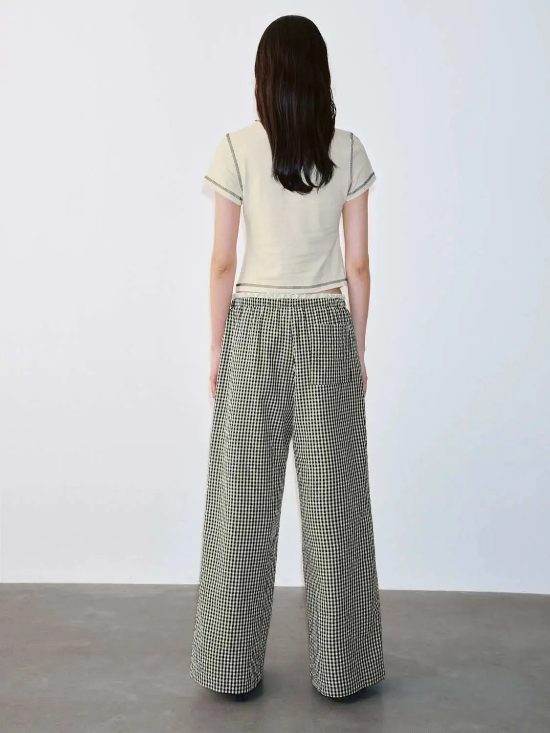 19486-gingham-check-contrast-trim-wide-leg-drawstring-pants-7.webp Gingham Check Contrast Trim Wide Leg Drawstring Pants