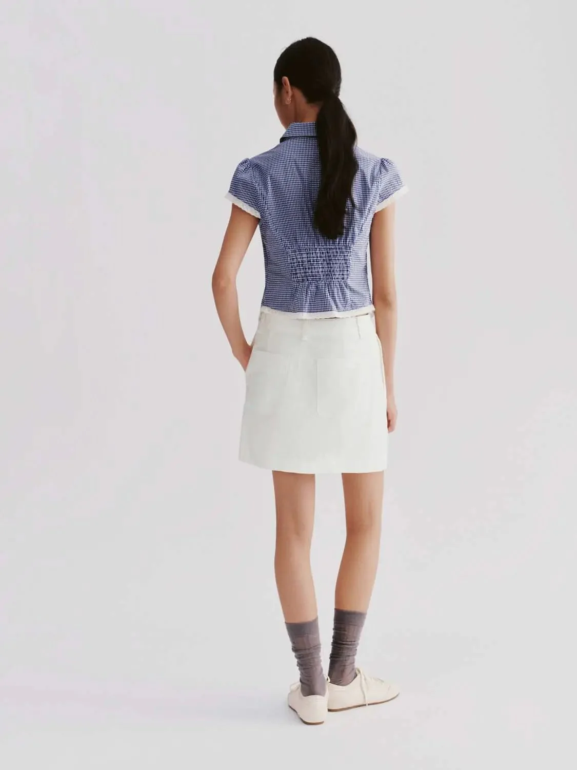 19522-lace-trim-cotton-gingham-cap-sleeve-shirts-6.webp Lace Trim Cotton Gingham Cap Sleeve Shirts