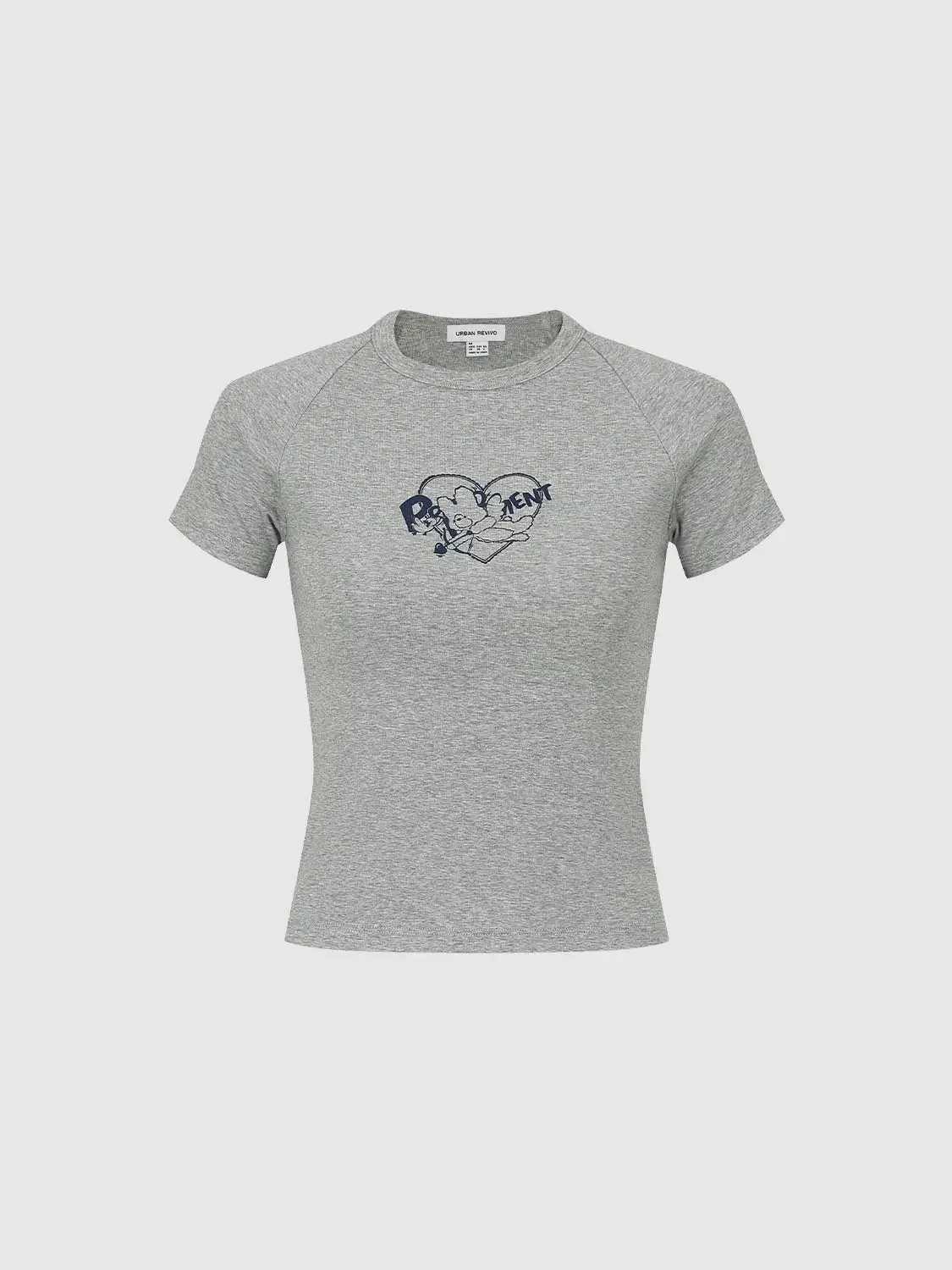 Printed Cotton Blend Skinny Cropped T Shirt