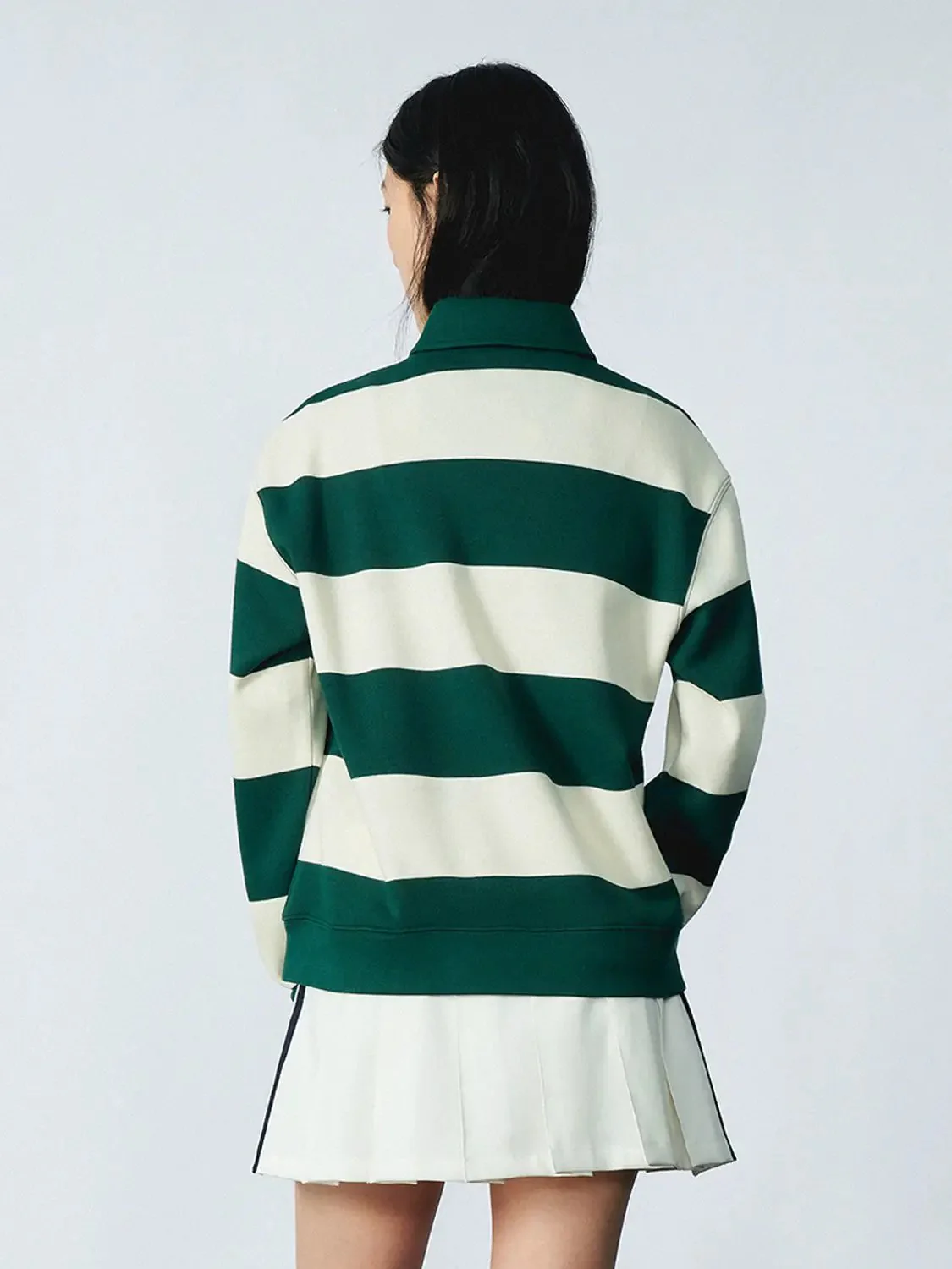 1960-green-cotton-blend-striped-rugby-polo-shirt-4.webp Green Cotton Blend Striped Rugby Polo Shirt