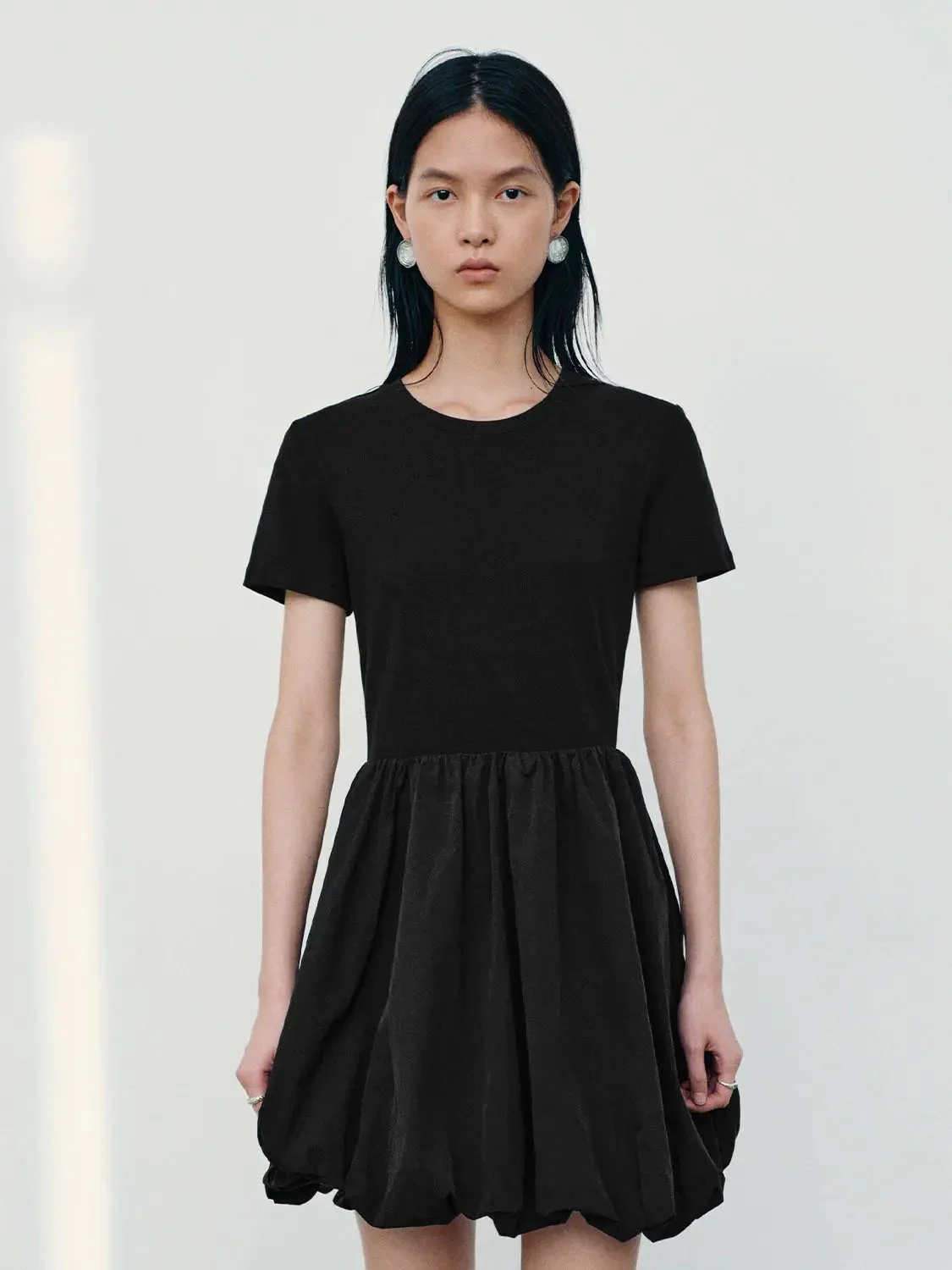 19628-black-cotton-knit-bubble-hem-skater-dresses-9.webp Black Cotton Knit Bubble Hem Skater Dresses