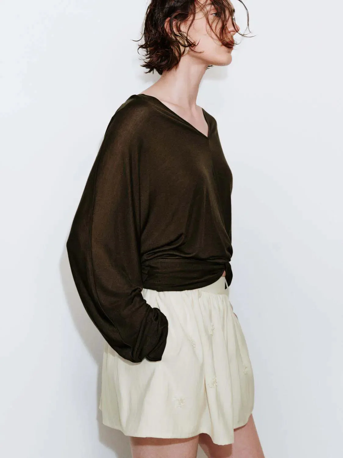 19691-lyocell-v-neck-twist-front-long-sleeve-top-2.webp Lyocell V-Neck Twist Front Long Sleeve Top