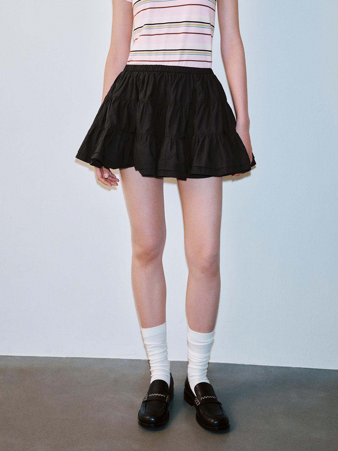 19702-shirring-detail-pull-on-mini-skirts-1.jpg Shirring Detail Pull On Mini Skirts