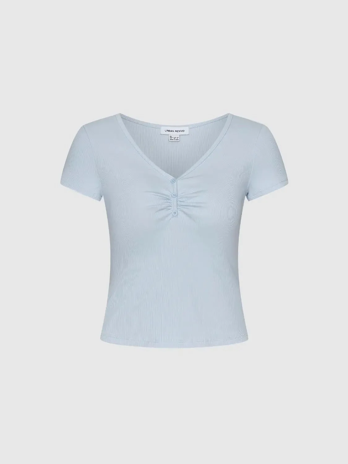 19765-cotton-henley-neck-ruched-front-t-shirts-1.webp Cotton Henley Neck Ruched Front T Shirts