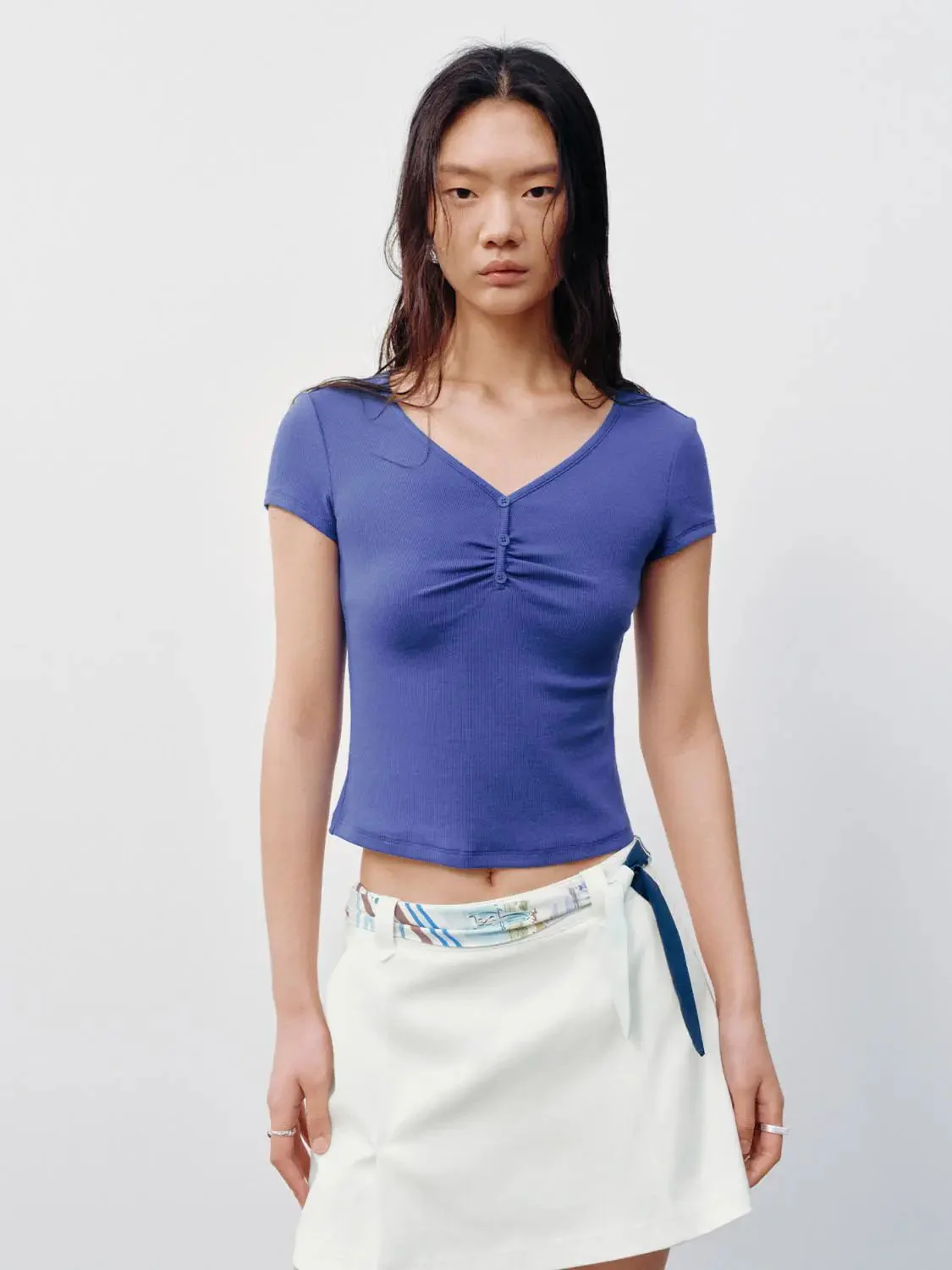 19765-cotton-henley-neck-ruched-front-t-shirts-12.webp Cotton Henley Neck Ruched Front T Shirts