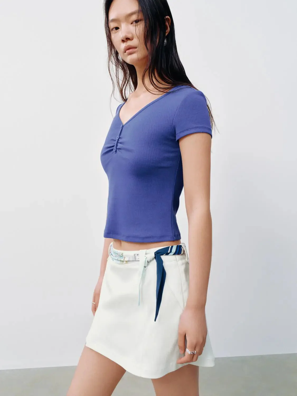 19765-cotton-henley-neck-ruched-front-t-shirts-13.webp Cotton Henley Neck Ruched Front T Shirts