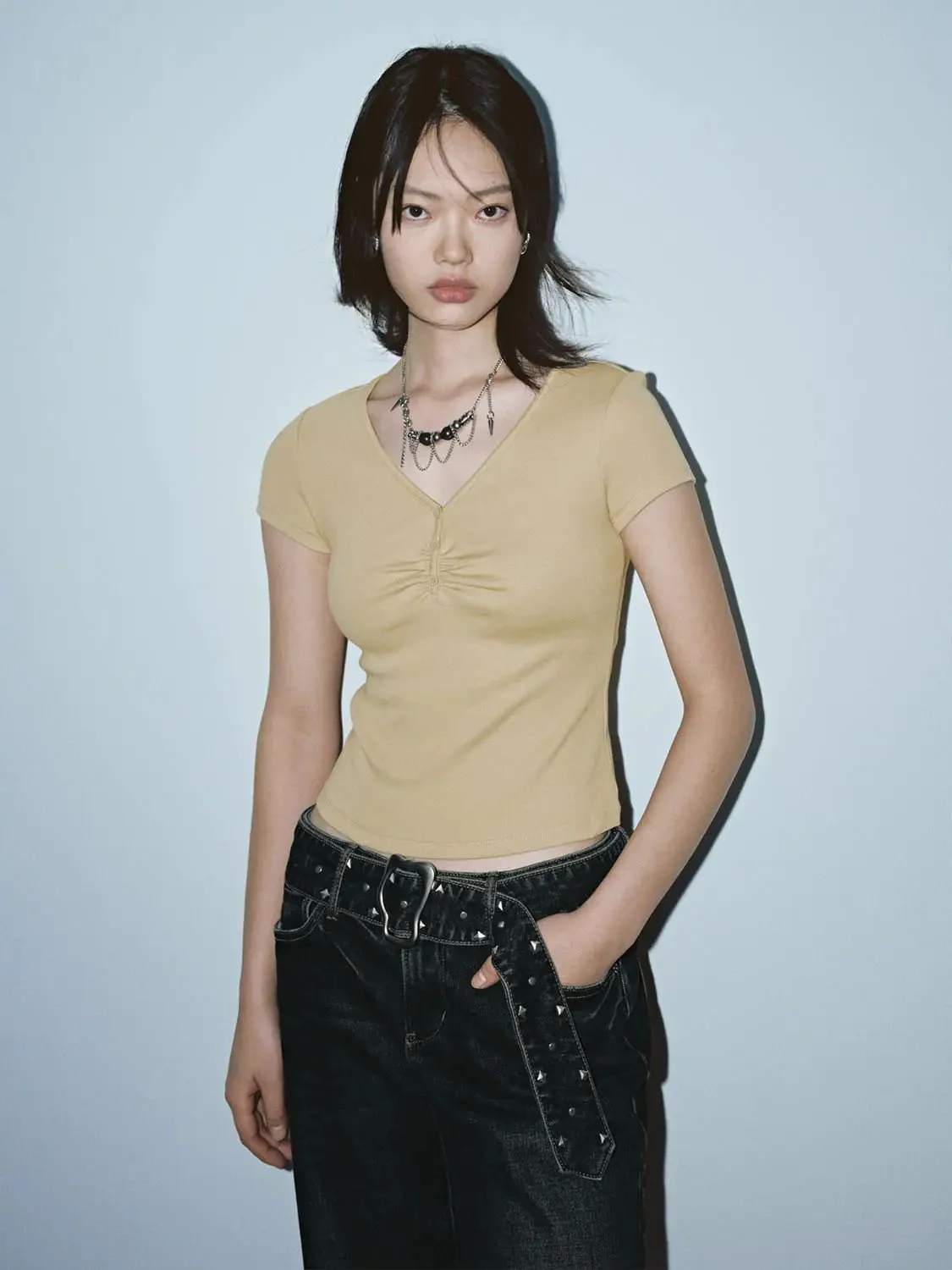 19765-cotton-henley-neck-ruched-front-t-shirts-20.webp Cotton Henley Neck Ruched Front T Shirts
