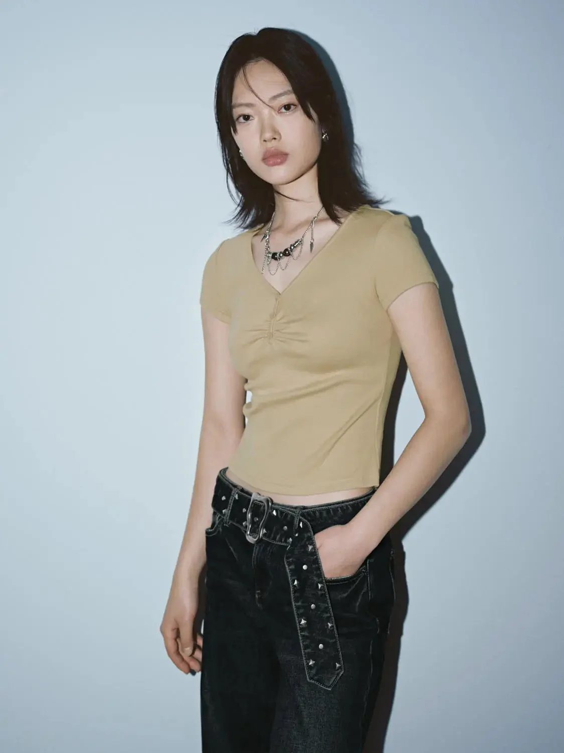 19765-cotton-henley-neck-ruched-front-t-shirts-21.webp Cotton Henley Neck Ruched Front T Shirts