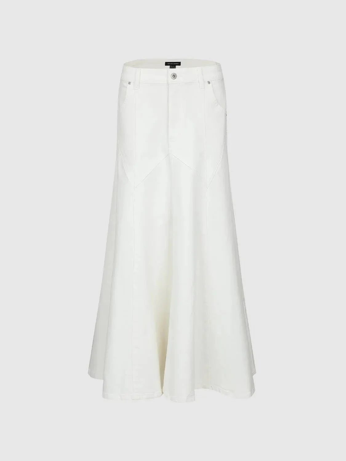 Seamed Denim Midi Skirts With Classic Stitch Detailing For Everyday Wear