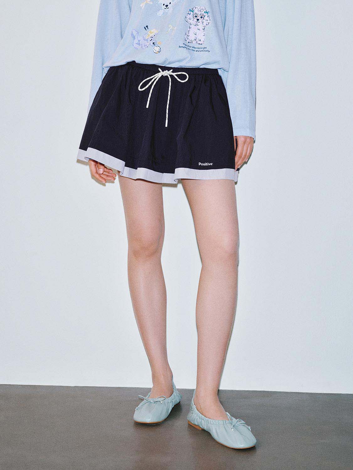 19789-contrast-hem-drawstring-pleated-mini-skirts-9.jpg Contrast Hem Drawstring Pleated Mini Skirts