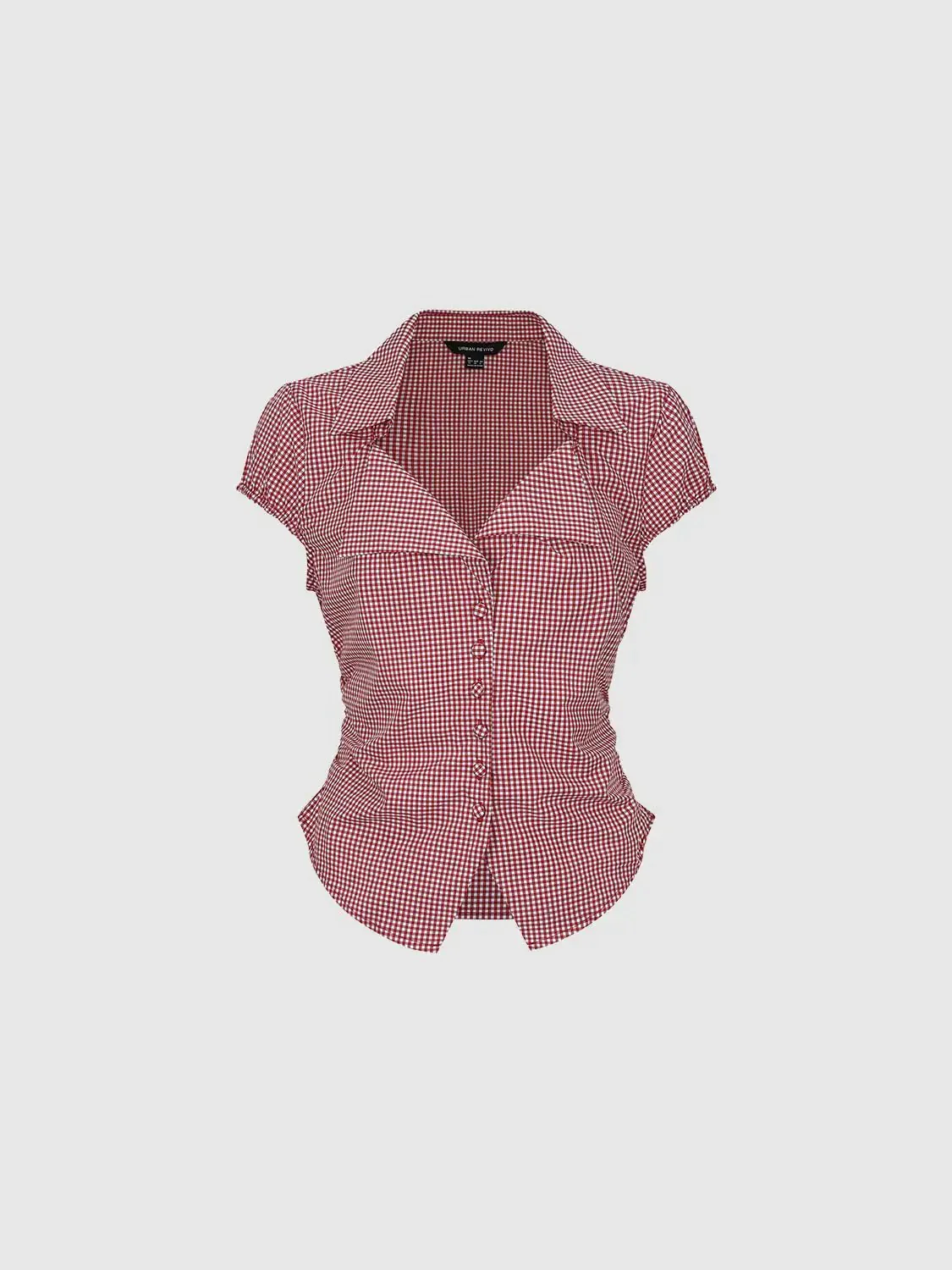 19871-cotton-gingham-collared-cap-sleeve-shirt-7.webp Cotton Gingham Collared Cap Sleeve Shirt