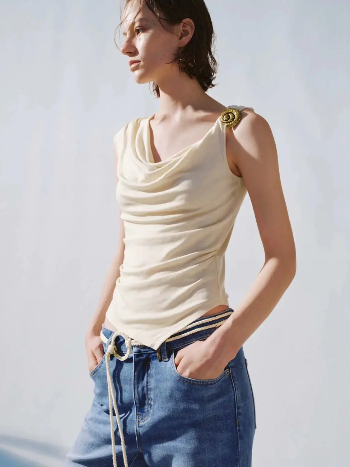 19970-lyocell-wool-blend-cowl-neck-ruched-tank-top-5.webp Lyocell Wool Blend Cowl Neck Ruched Tank Top