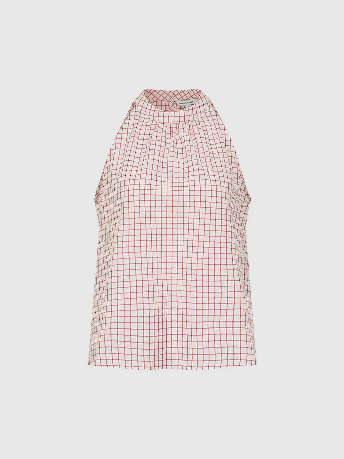 Contrast Check Sleeveless Overhead Shirts