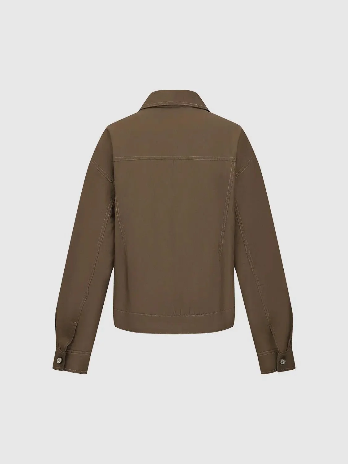 Flap Pocket Button Detail Collared Jackets