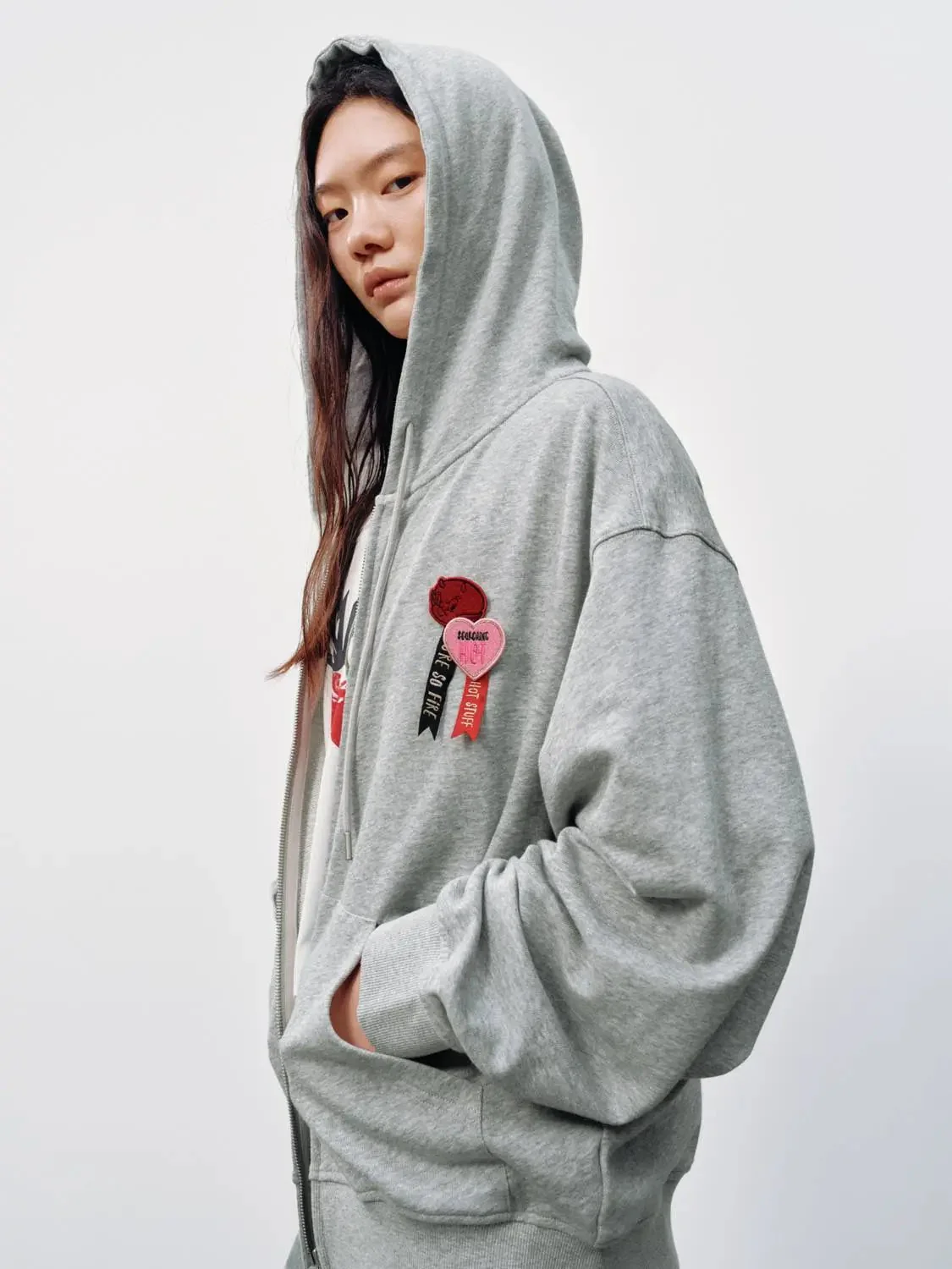 Embroidered Drawstring Hooded Jackets'