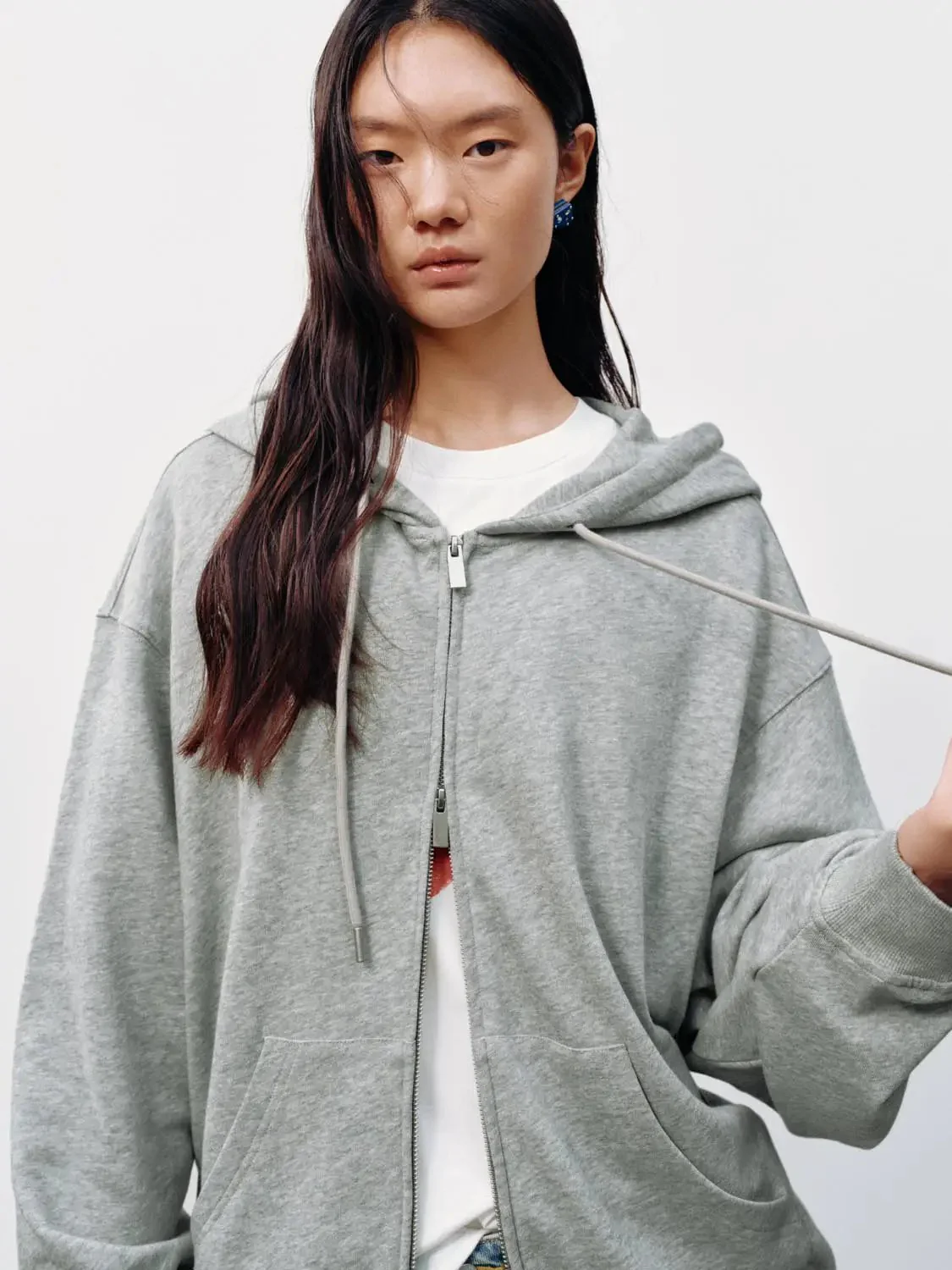 Embroidered Drawstring Hooded Jackets'