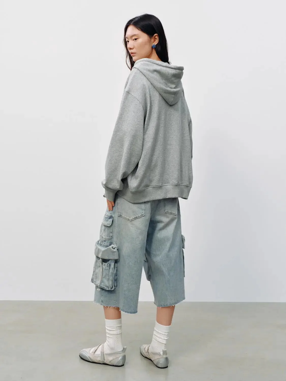 Embroidered Drawstring Hooded Jackets'