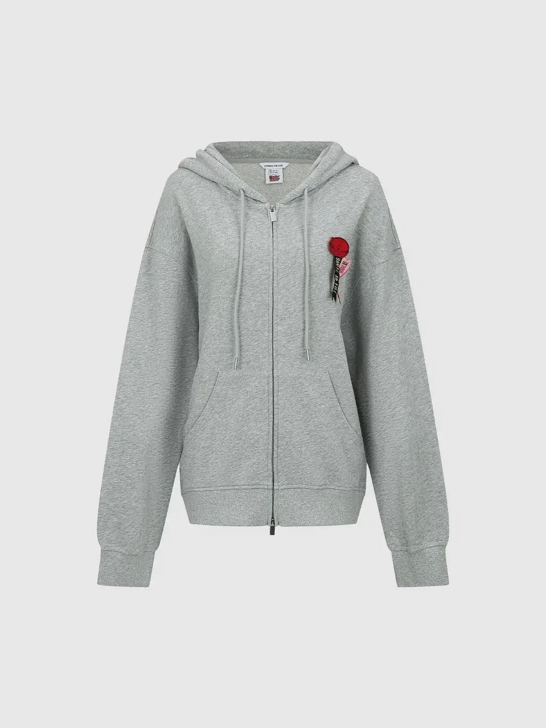 Embroidered Drawstring Hooded Jackets'