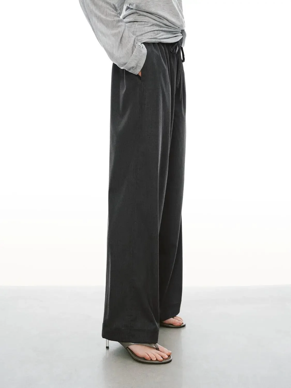 Drawstring Pull On Wide Leg Pants