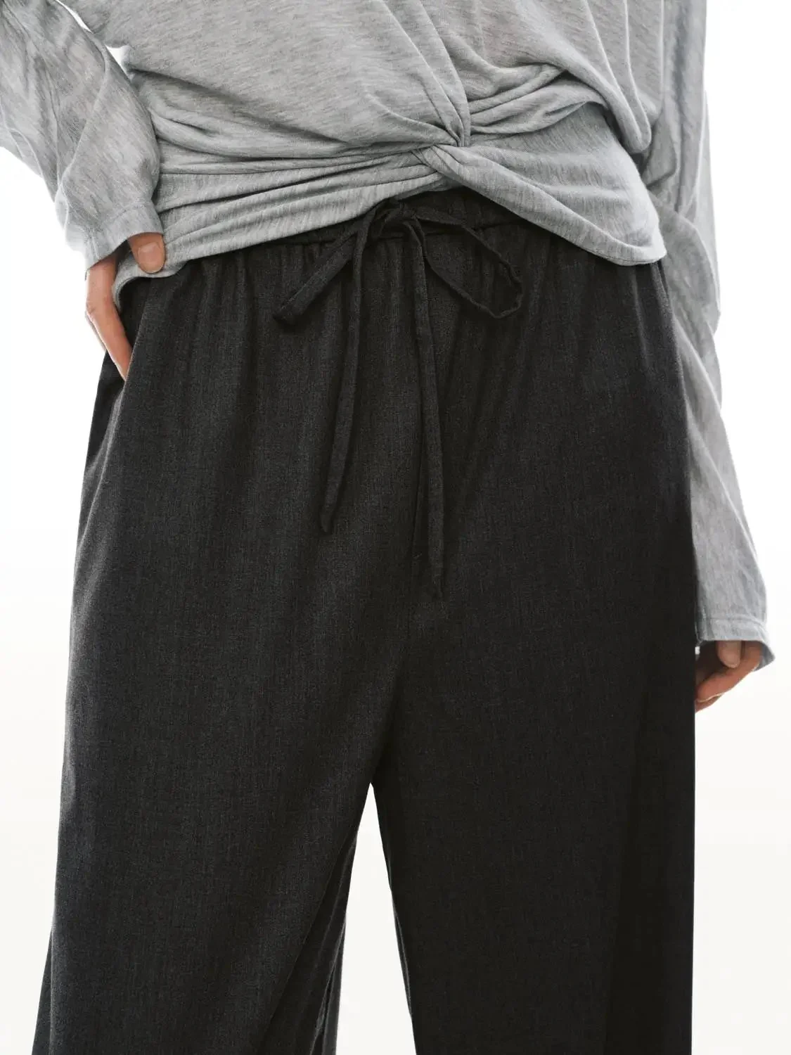 Drawstring Pull On Wide Leg Pants