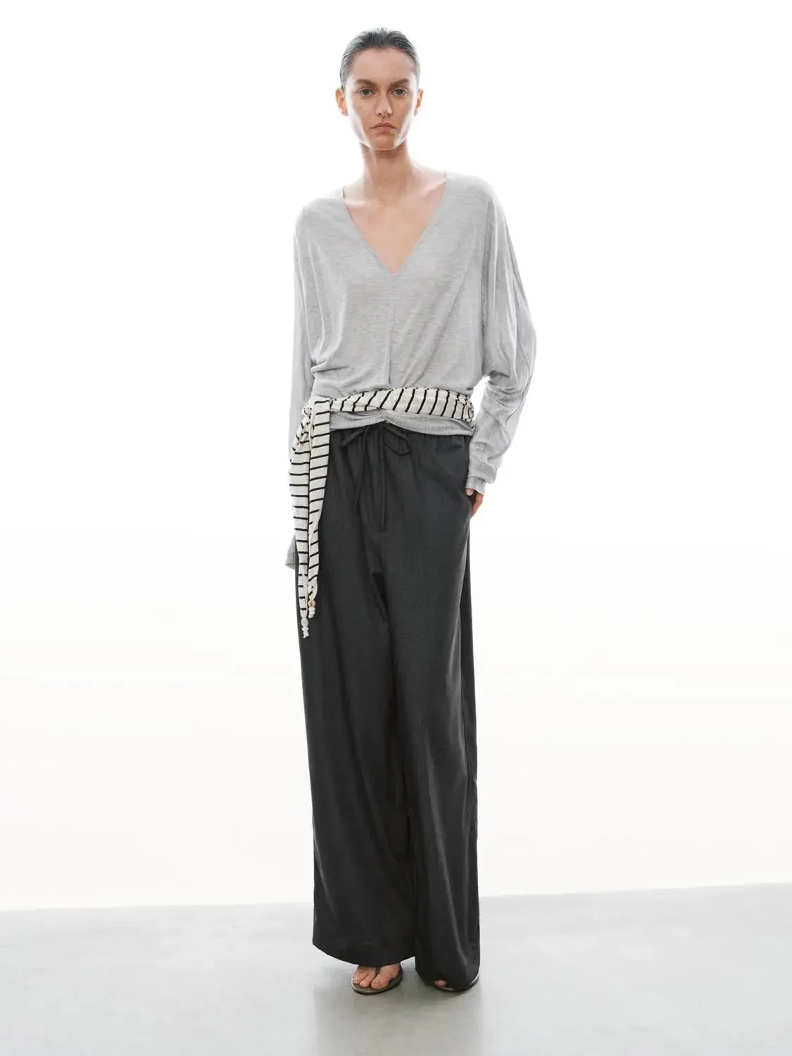 Drawstring Pull On Wide Leg Pants