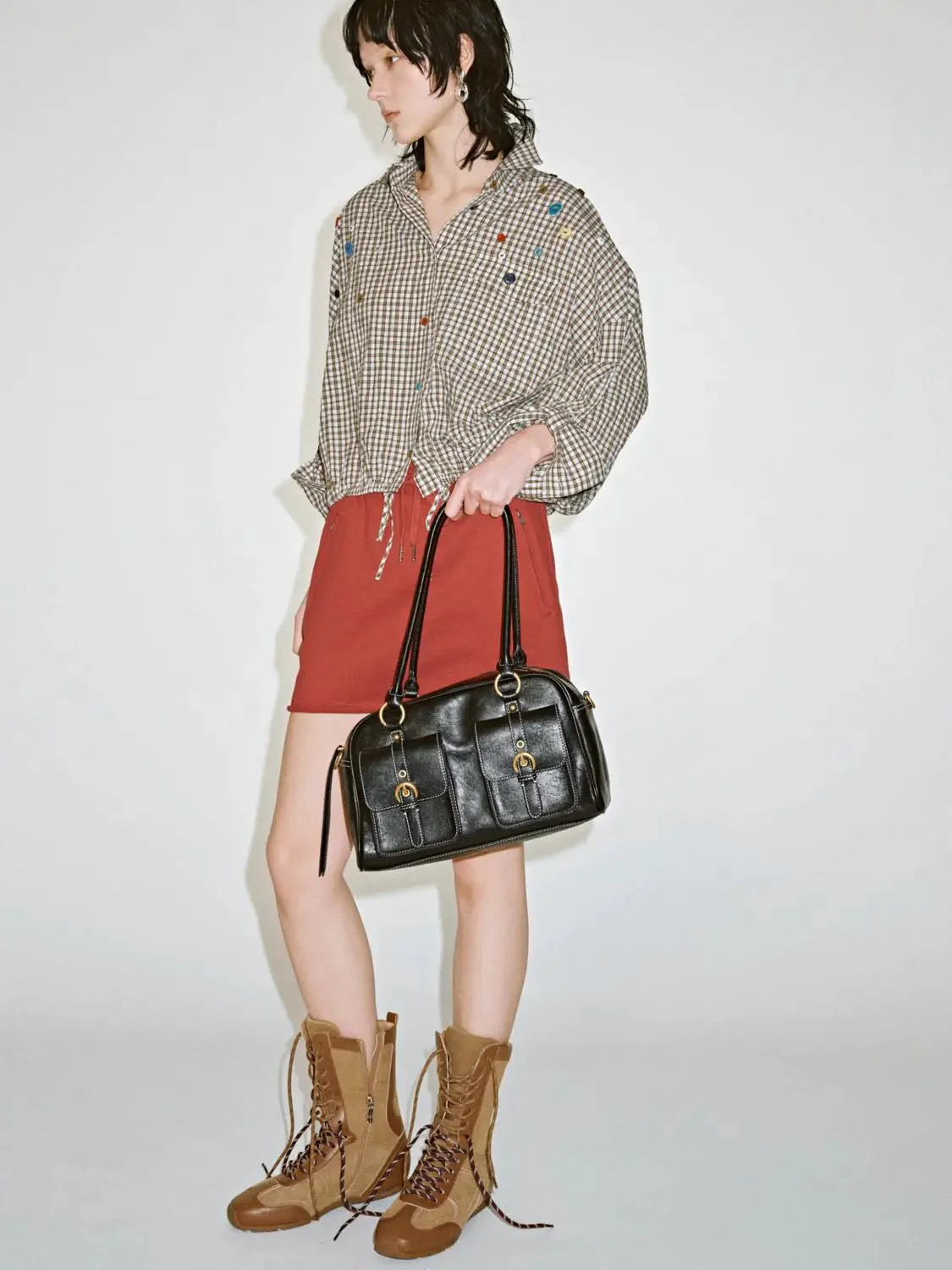 Button Detail Flap Pocket Contrast Check Shirts