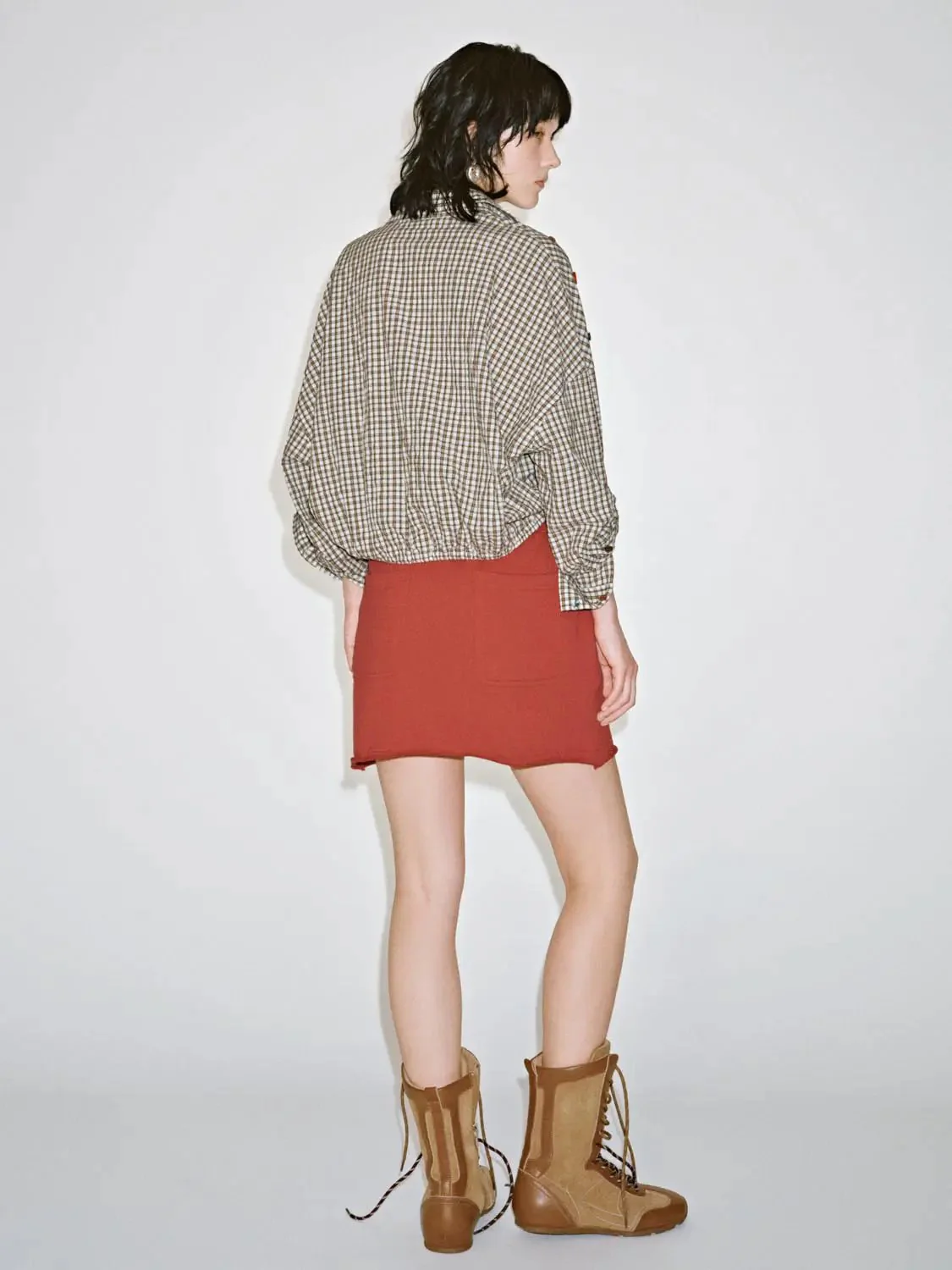 Button Detail Flap Pocket Contrast Check Shirts