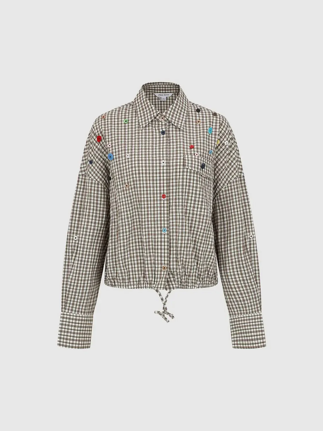 Button Detail Flap Pocket Contrast Check Shirts