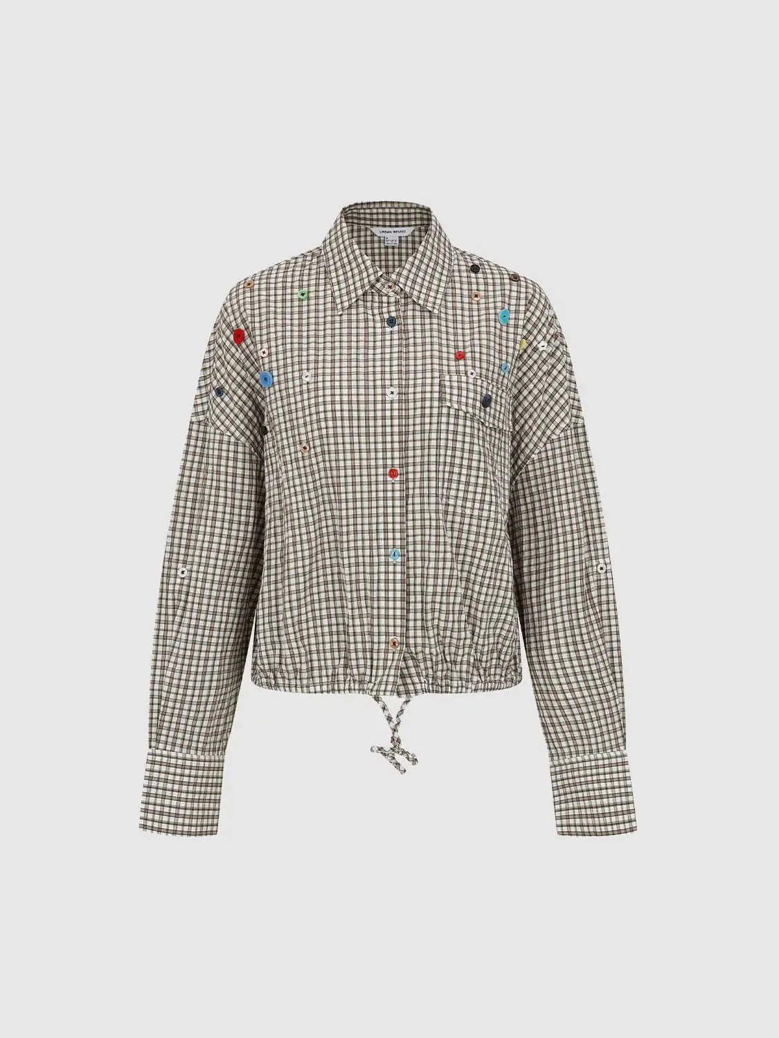 Button Detail Flap Pocket Contrast Check Shirts