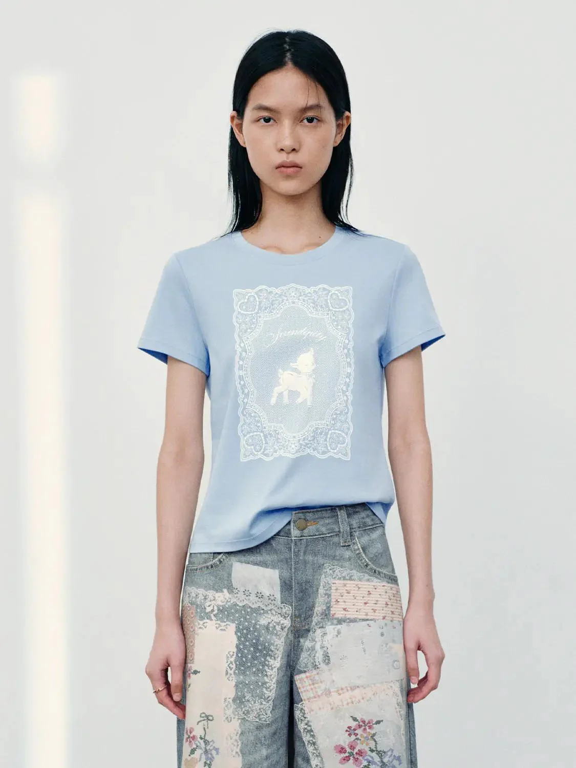 20186-soft-cotton-unicorn-lace-frame-print-t-shirt-1.webp Soft Cotton Unicorn Lace Frame Print T Shirt