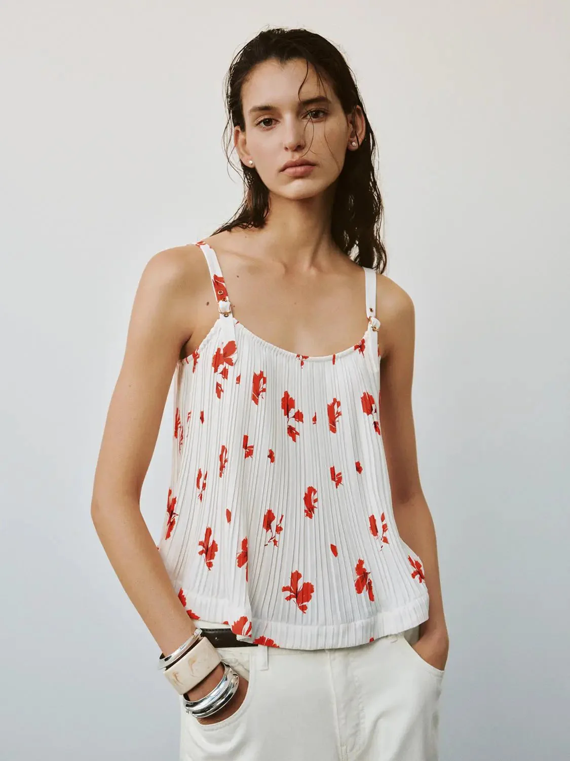 Strappy Printed Cami Tops