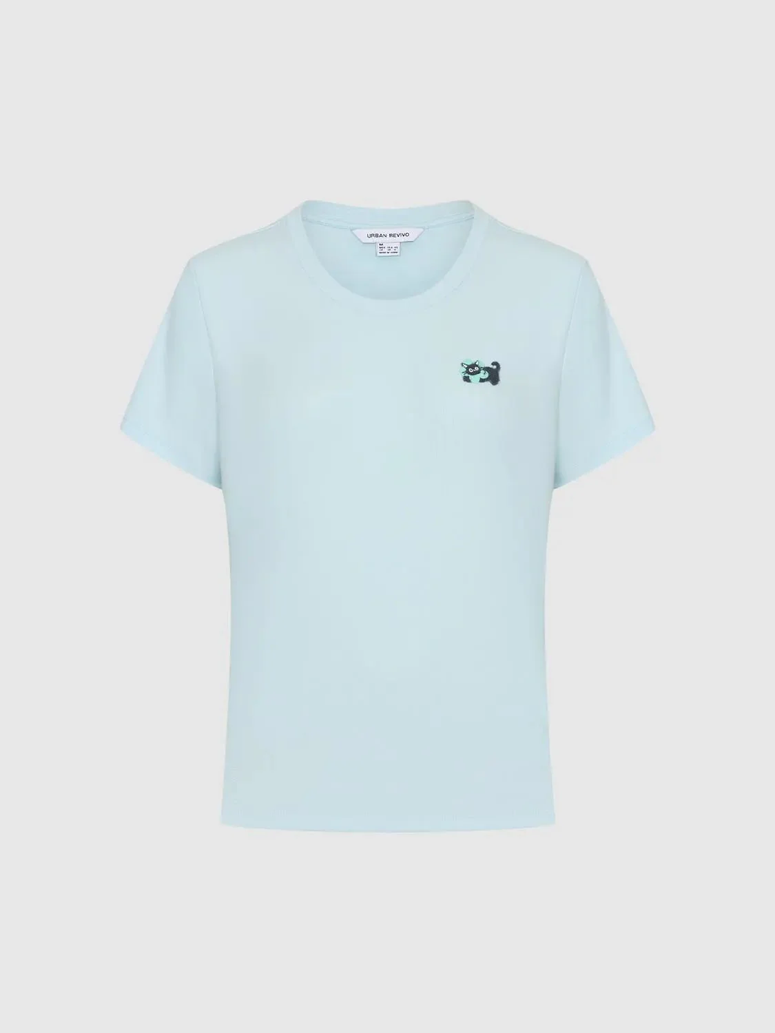 Embroidered Cotton Blend Crew Neck Logo T Shirt