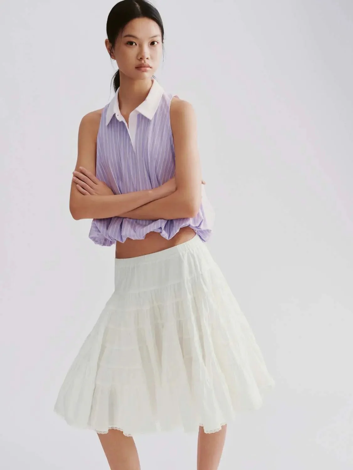 20309-striped-sleeveless-balloon-hem-shirt-2.webp Striped Sleeveless Balloon Hem Shirt