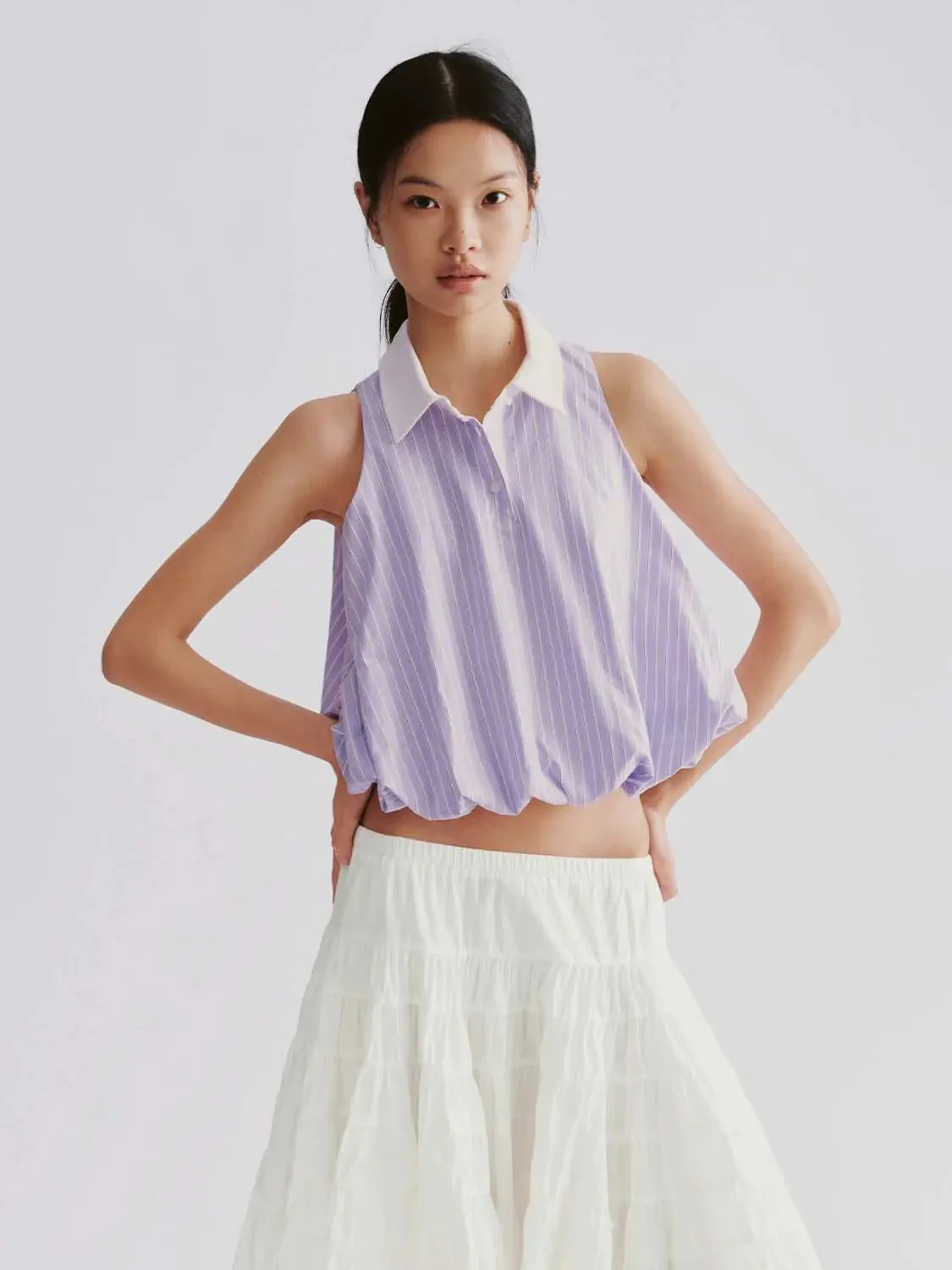 20309-striped-sleeveless-balloon-hem-shirt-9.webp Striped Sleeveless Balloon Hem Shirt