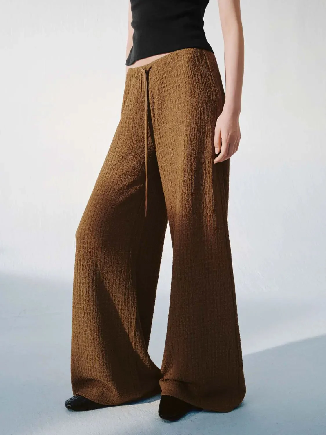 Drawstring Pull On Wide Leg Pants