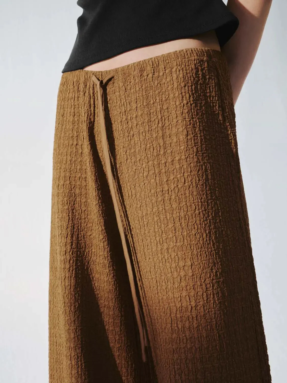 Drawstring Pull On Wide Leg Pants
