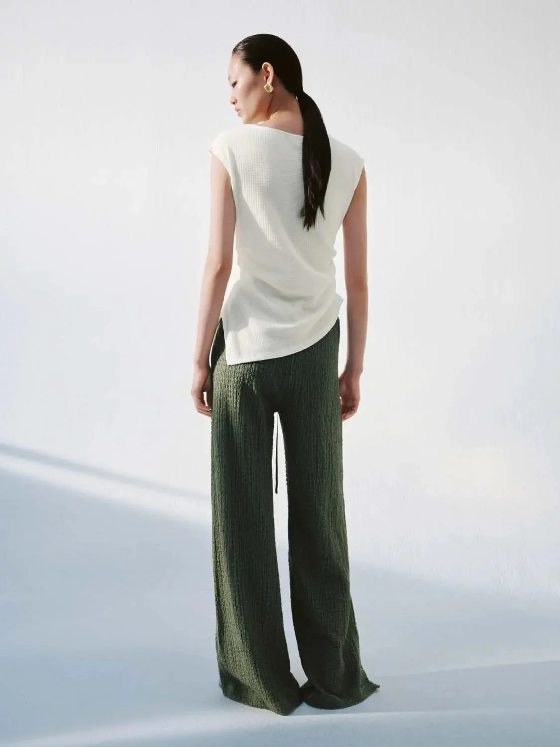 Drawstring Pull On Wide Leg Pants